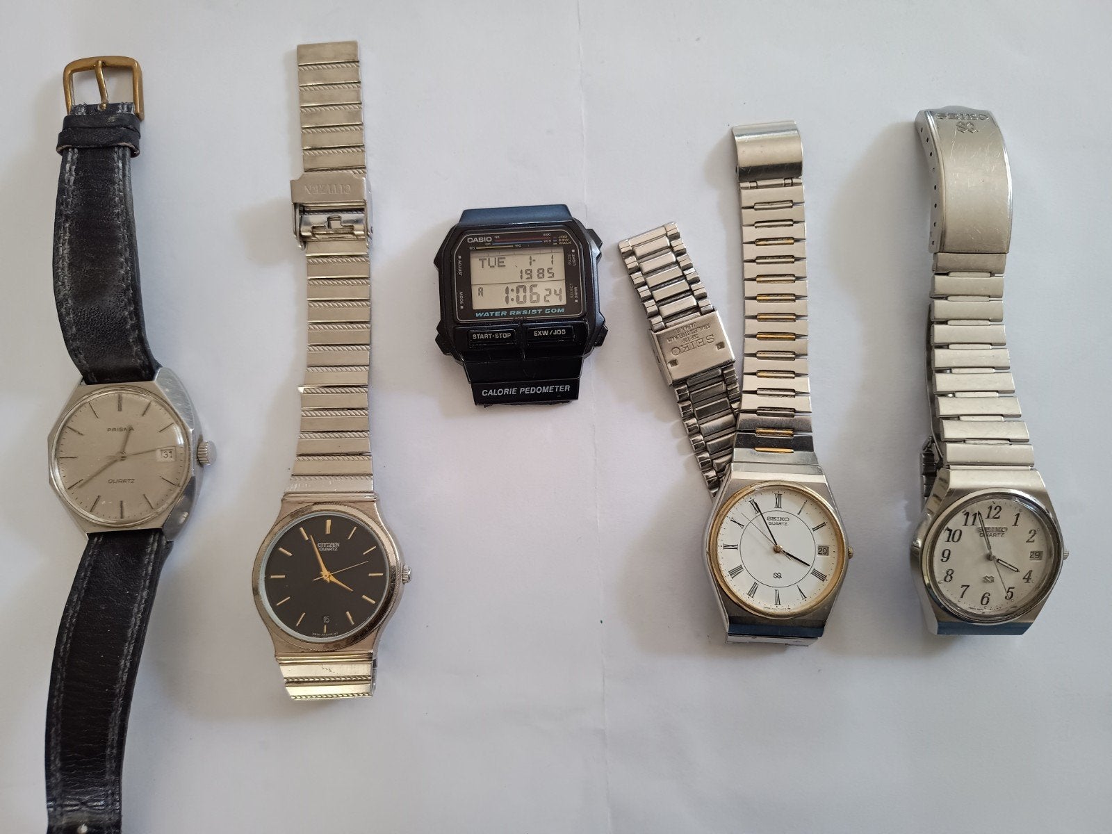 Vintage Quartz horloges w.o. 2 Seikos, Ophalen of Verzenden, Gebruikt, Zwart, IOS