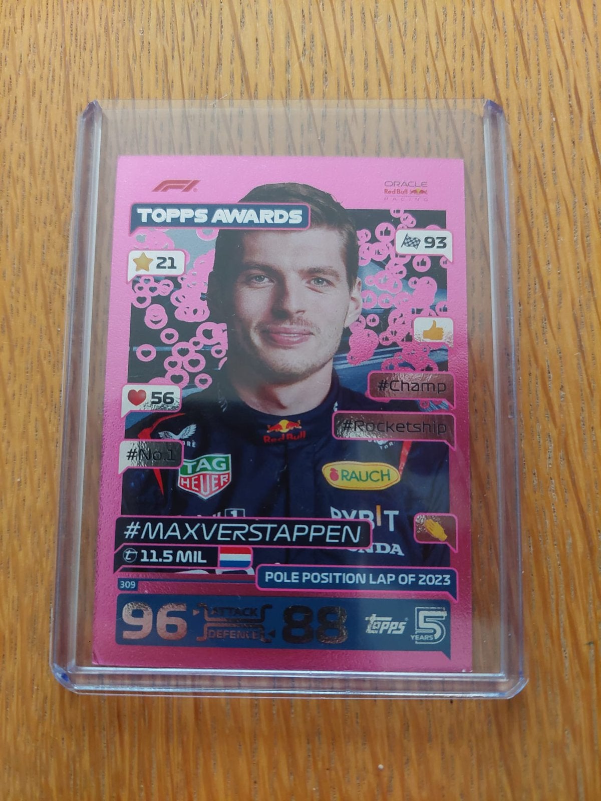 Max Verstappen Roze Refractor Topps Glimmend Formule 1, Ophalen of Verzenden, Zo goed als nieuw, Plaatje