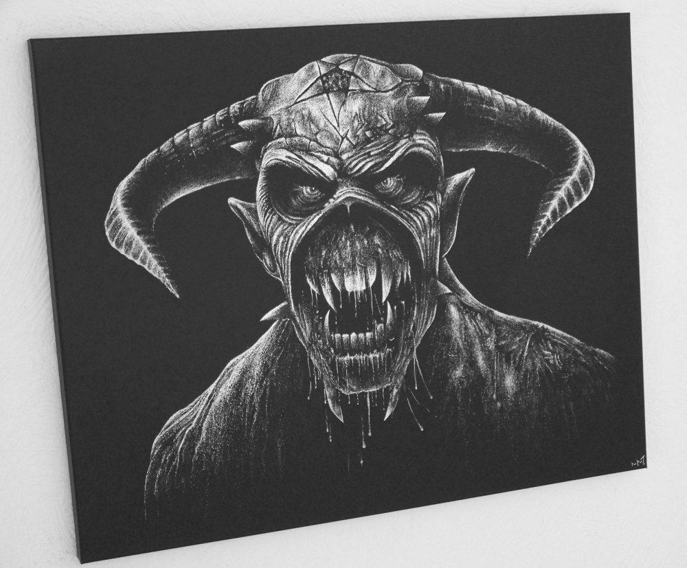 Iron Maiden Eddie Gegraveerde afbeelding... staalgravure, Antiek en Kunst, Kunst | Schilderijen | Modern, Ophalen of Verzenden