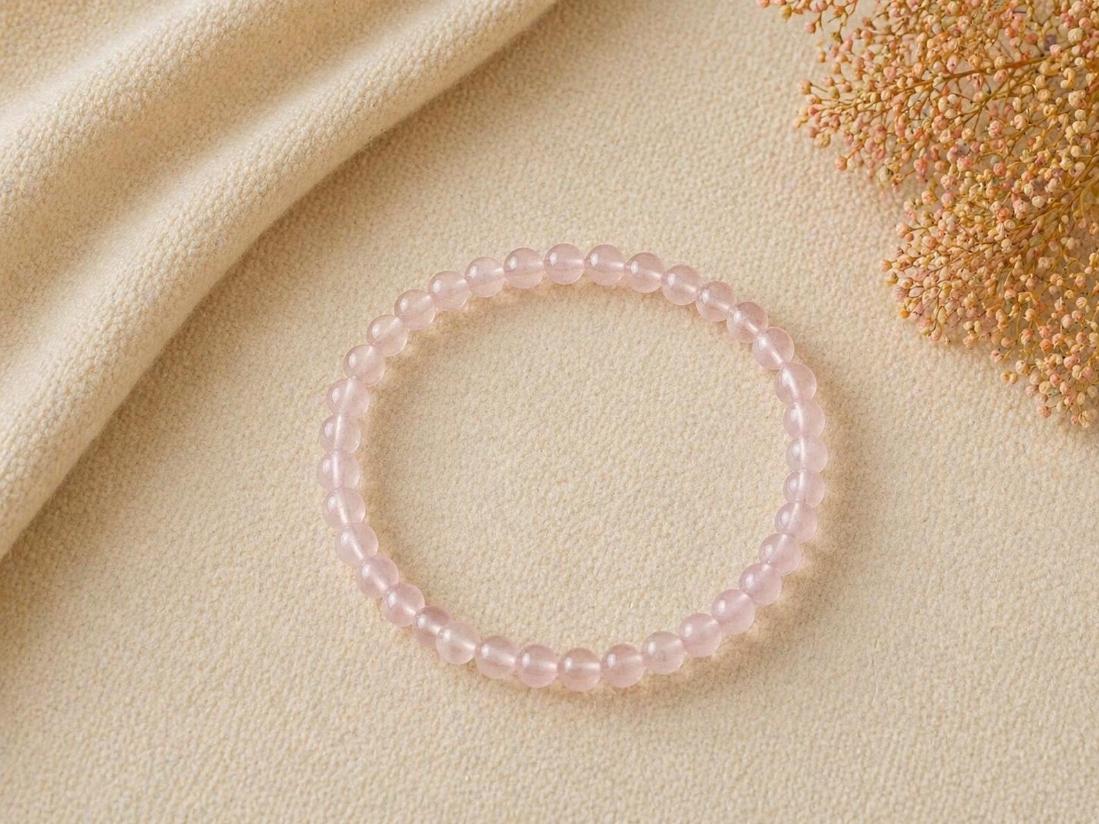 Kogelarmband 4mm Rozenkwarts, Overige materialen, Nieuw, Ophalen of Verzenden, Roze