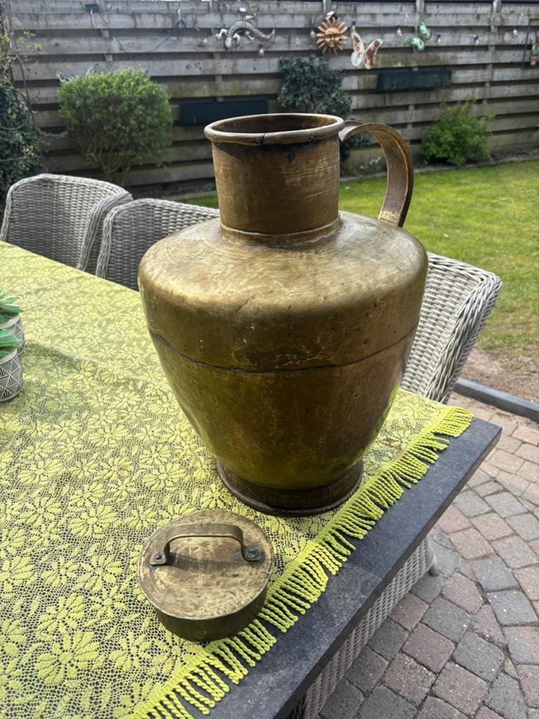 koperen waterkan met deksel - Vintage decoratie, Ophalen, Koper