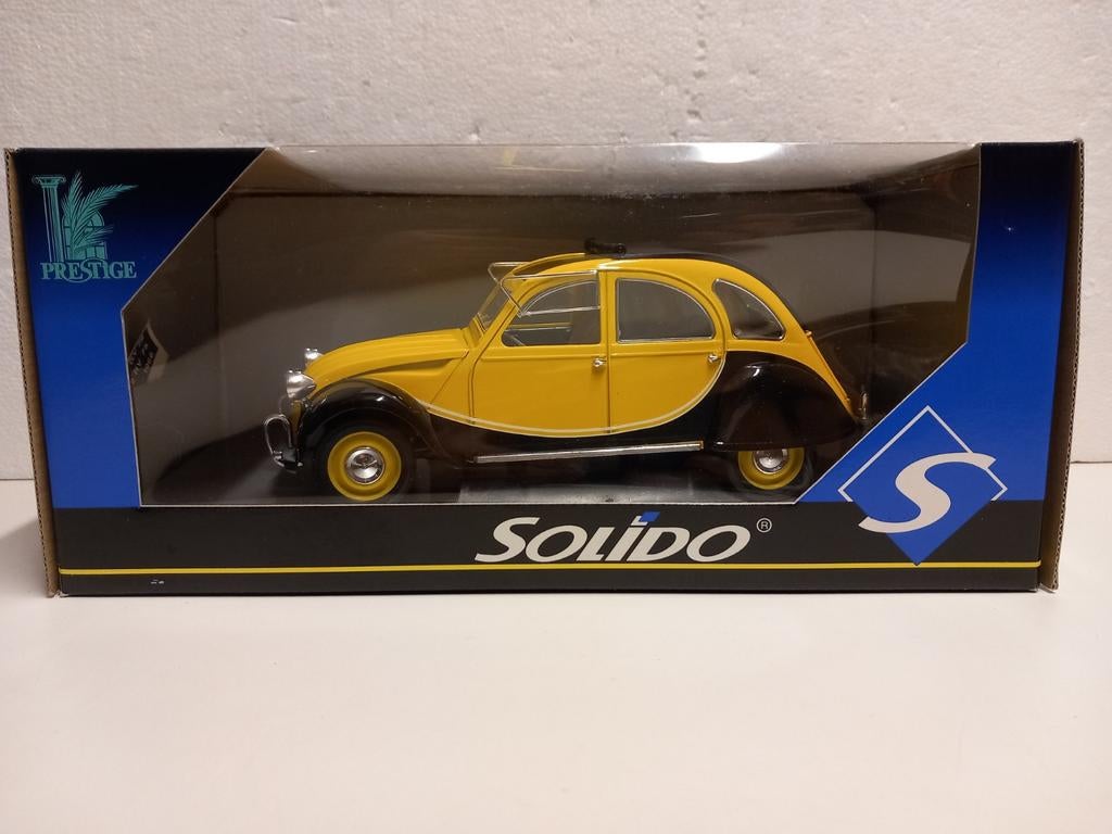 Citroen 2CV eend Charleston yellow Solido metal 1:18 KRD, Ophalen of Verzenden, Zo goed als nieuw, Auto, Solido