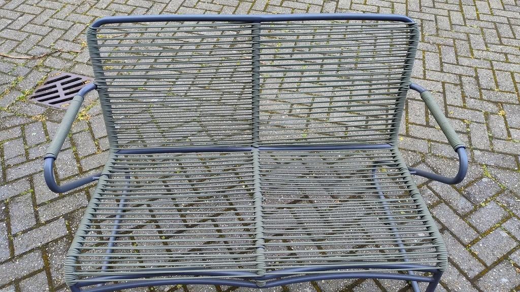 Loungeset: 2 zitsbankje, 2 fauteuils en ovale tafel, Ophalen of Verzenden, Gebruikt, Overige materialen