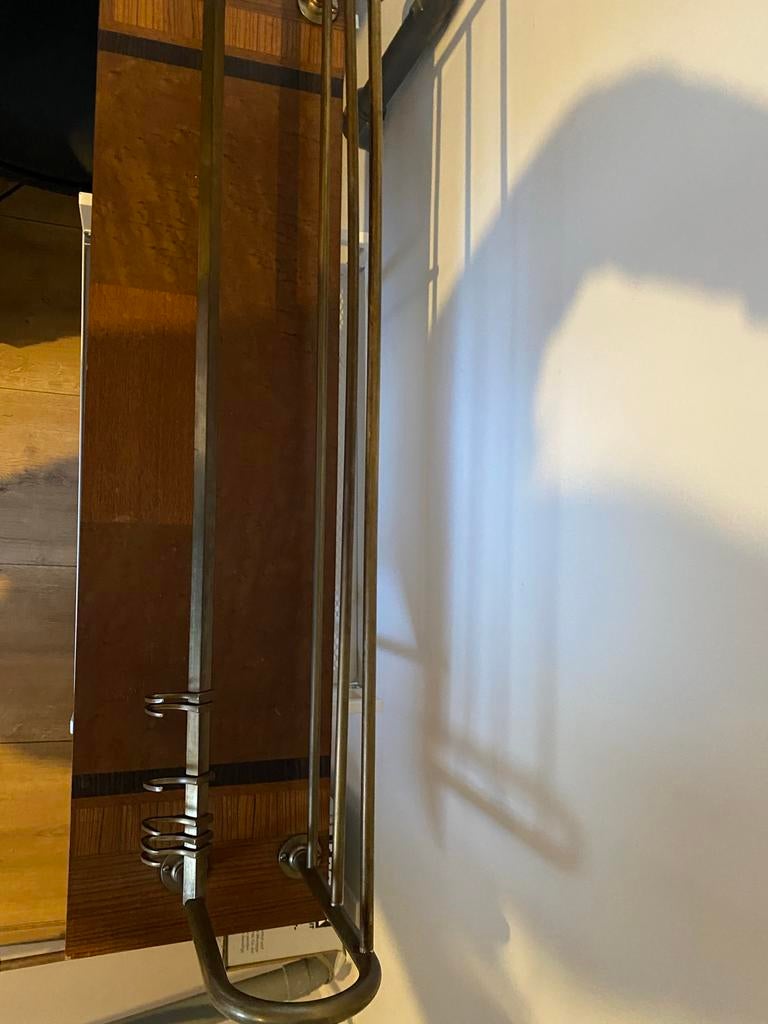 Vintage wandkapstok met messing stangen en haken, Gebruikt, Minder dan 100 cm, Hout, Ophalen