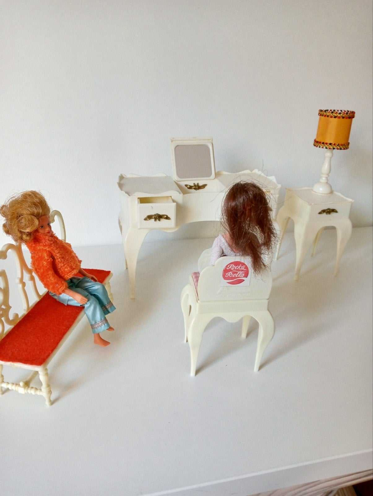 Vintage Rocka Rolla poppen met meubels, Ophalen of Verzenden, Zo goed als nieuw, Overige typen