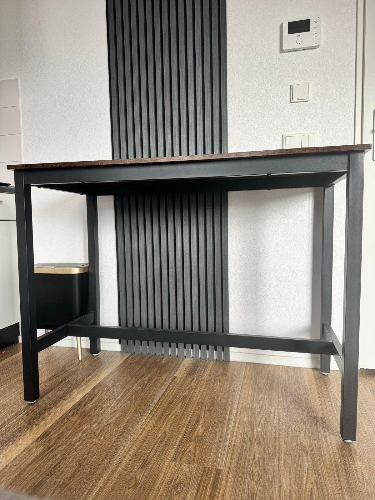 Eetkamertafel met 2 barkrukken - Industrieel design, Ophalen, Gebruikt, 100 tot 150 cm, Tot twee personen