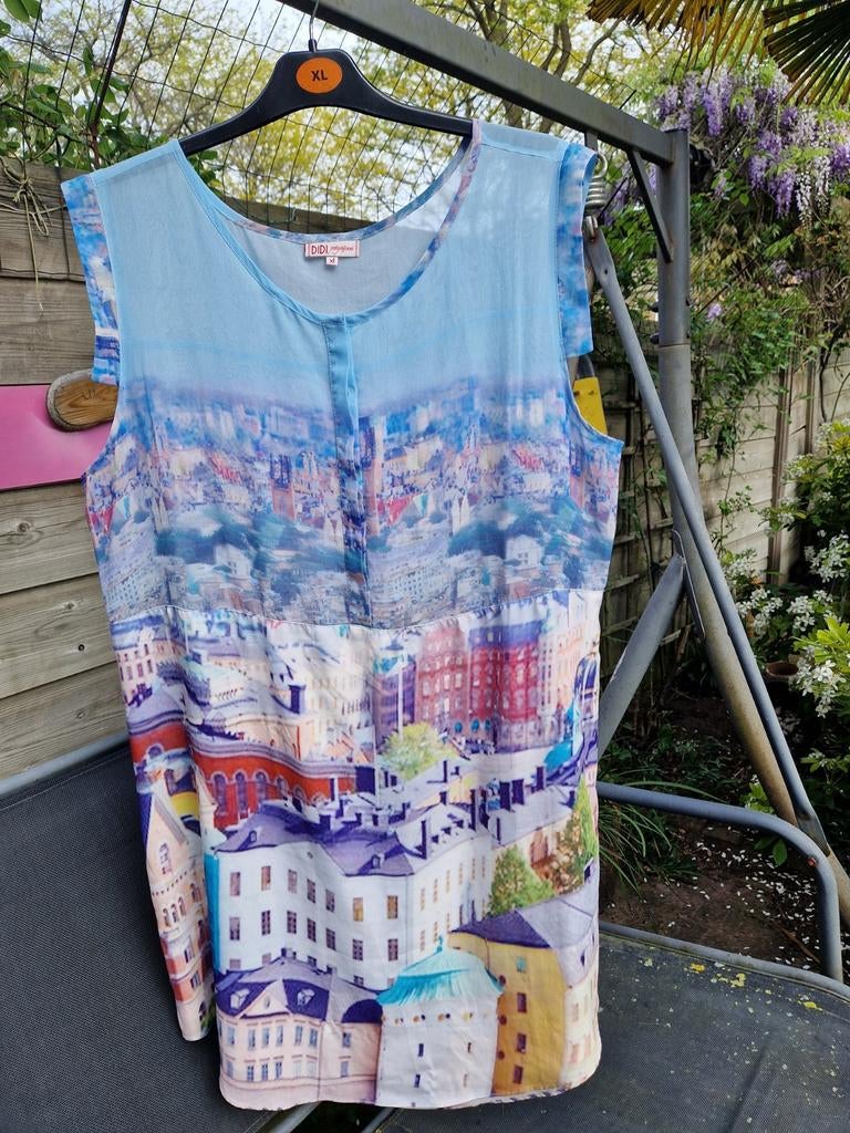 Prachtig Didi zomerjurkje blauw print Stockholm xl 42, Blauw, Maat 42/44 (L), Didi, Ophalen of Verzenden