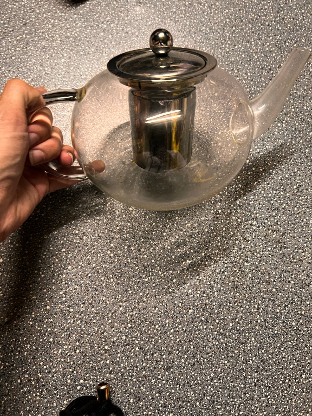Glazen Theepot met RVS Houder voor Verse Thee, Theepot/fluitketel, Glas, Nieuw, Ophalen of Verzenden