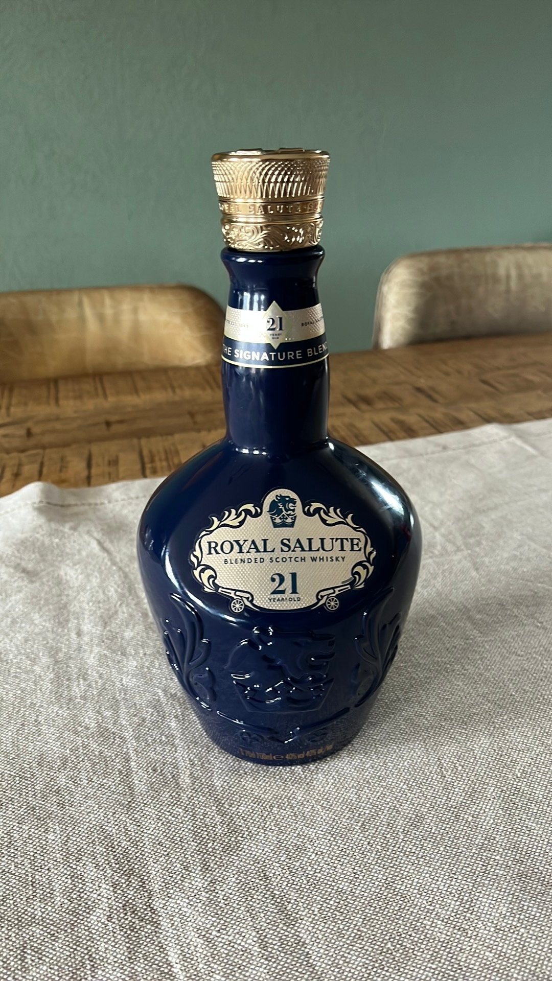 Royal Salute 21 jaar - lege fles, Verzamelen, Ophalen of Verzenden, Zo goed als nieuw, Frankrijk, Overige typen