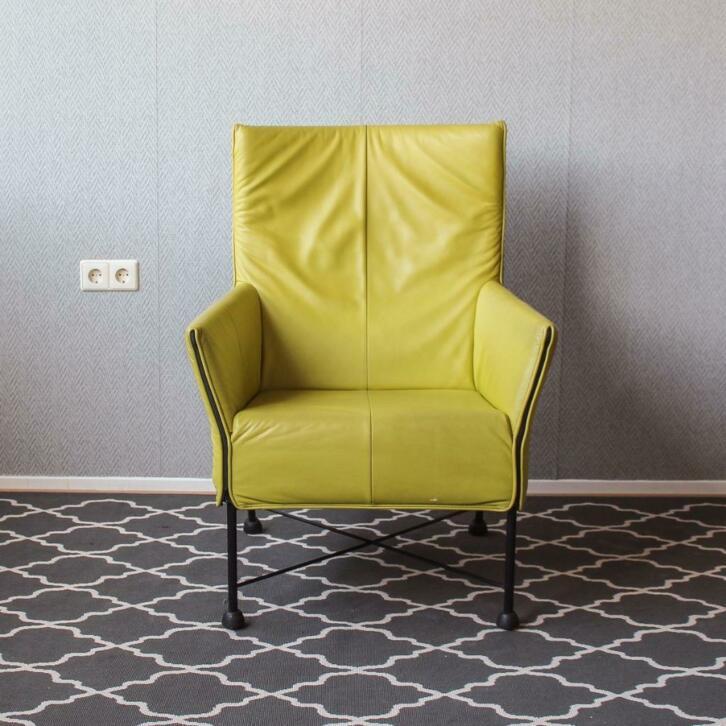 2 Montis Charly fauteuils Limegroen , zwart frame, Huis en Inrichting, Fauteuils, Niet ingevuld, Niet ingevuld, Leer, Ophalen of Verzenden