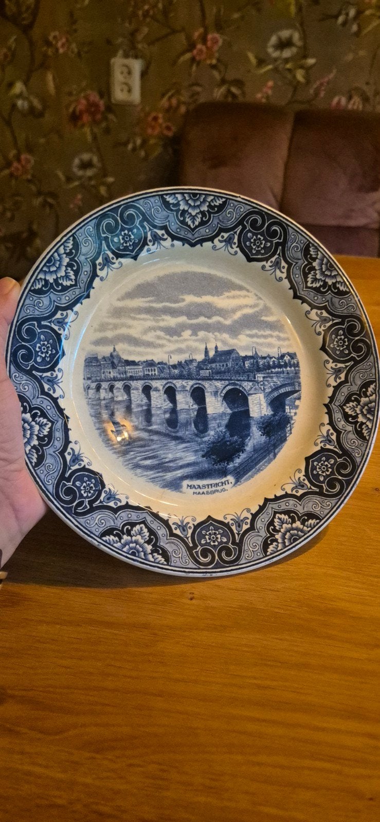 Delfts Blauw Wandbord Maastricht - Mooi Nederland, Ophalen of Verzenden