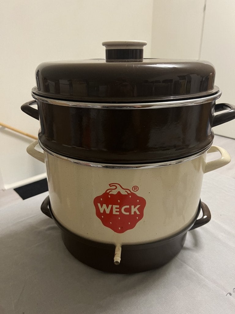 Weck sappan / sapketel ontsapper - compleet pan, Ophalen, Gebruikt, Emaille, Overige typen
