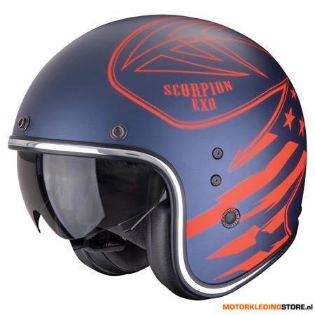 Scorpion Belfast Evo Dawg Jethelm, Blauw-Rood, Ophalen of Verzenden, Nieuw met kaartje