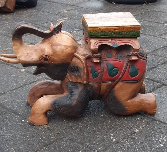 olifant van hout, Ophalen, Hout, Houtsnijwerk, 20 - 50 cm