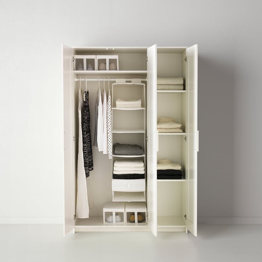 Witte IKEA Brimnes kledingkast met spiegel en 3 deuren, Ophalen, 100 tot 150 cm, 200 cm of meer, Zo goed als nieuw