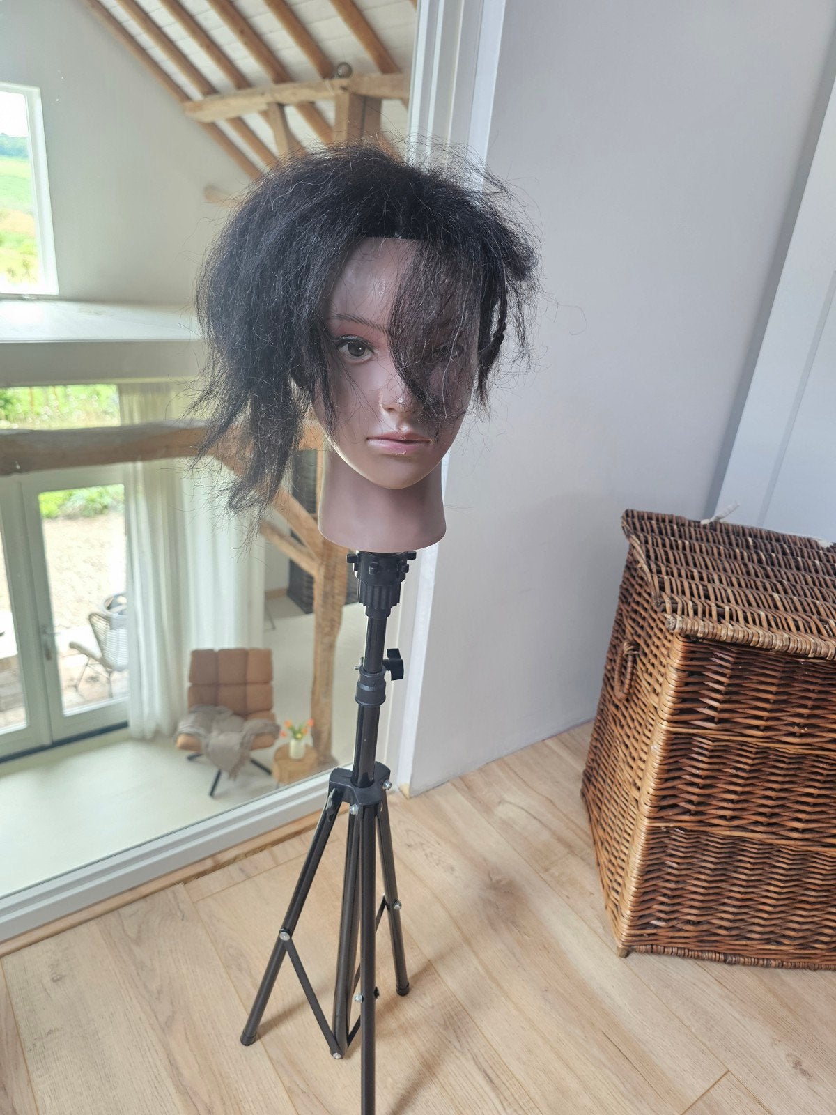 Kappershoofd met standaard - Oefenhoofd voor haarstyling, Ophalen of Verzenden, Gebruikt, Overige typen