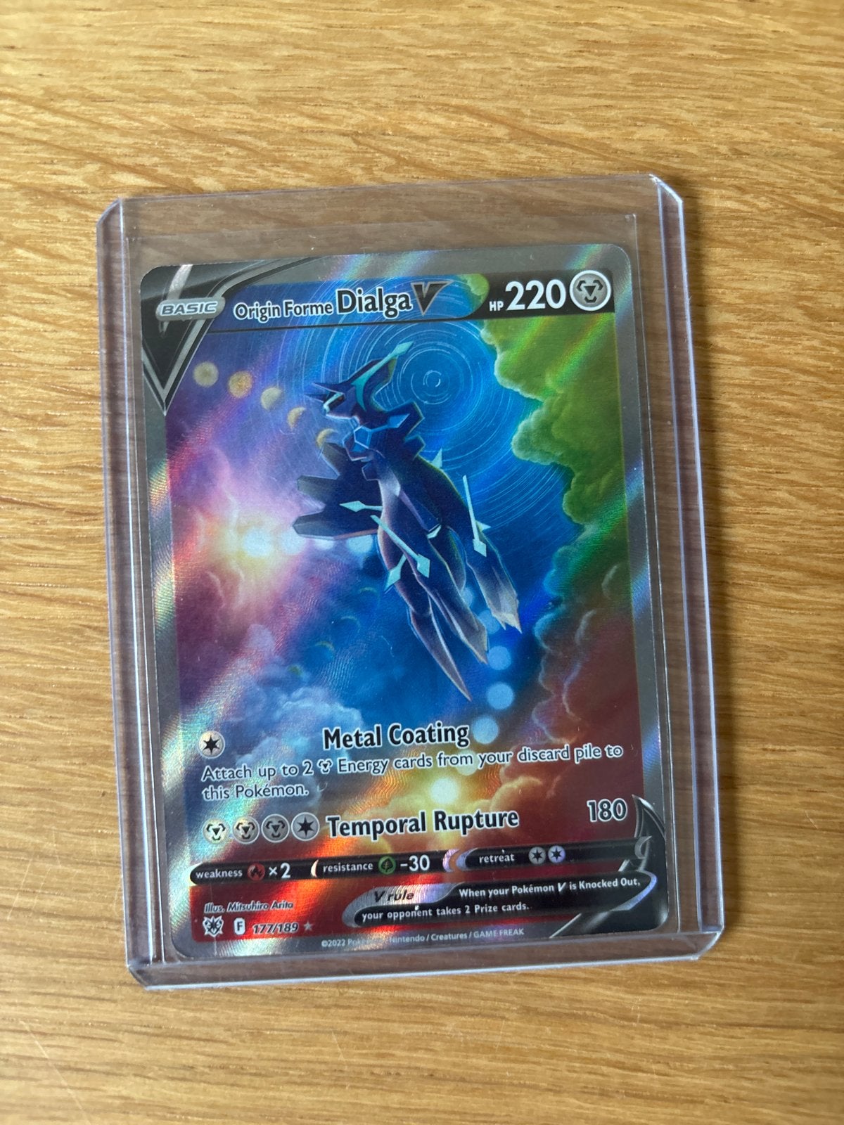 Pokémon Kaart: Origin Forme Dialga V, Hobby en Vrije tijd, Ophalen of Verzenden, Zo goed als nieuw, Losse kaart, Foil