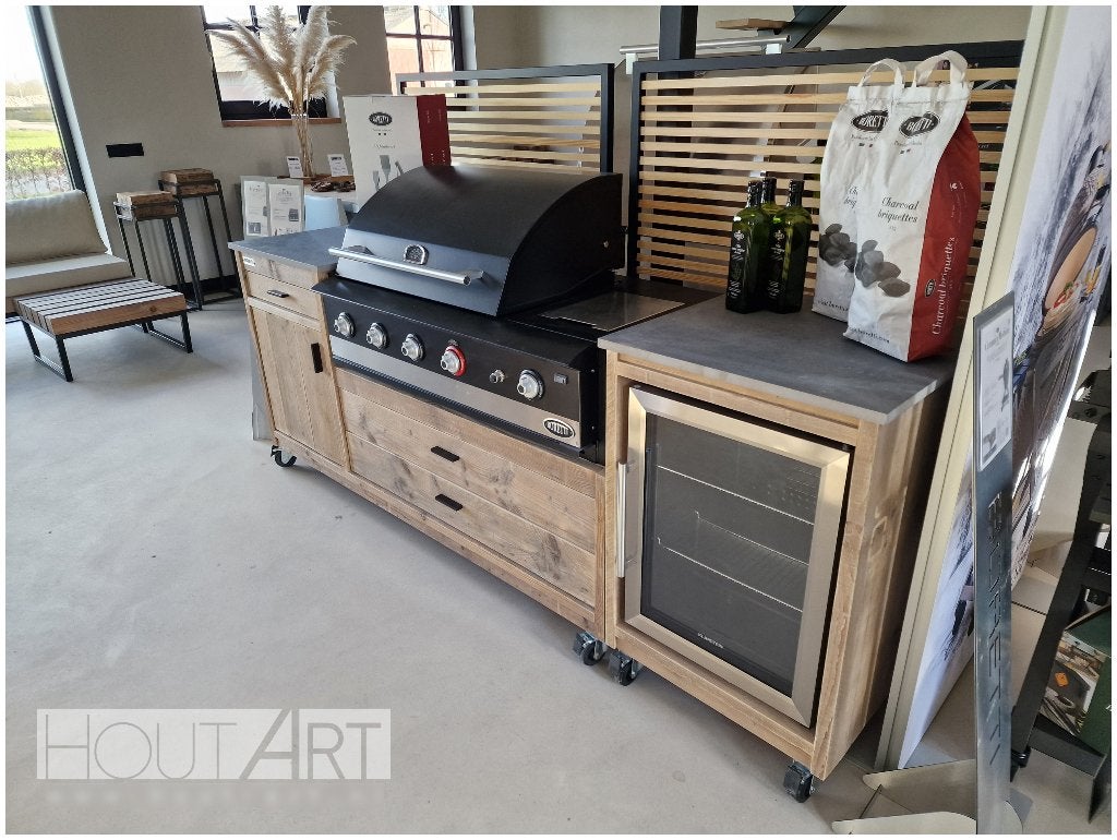 Buitenkeuken kast van steigerhout incl. koelkast