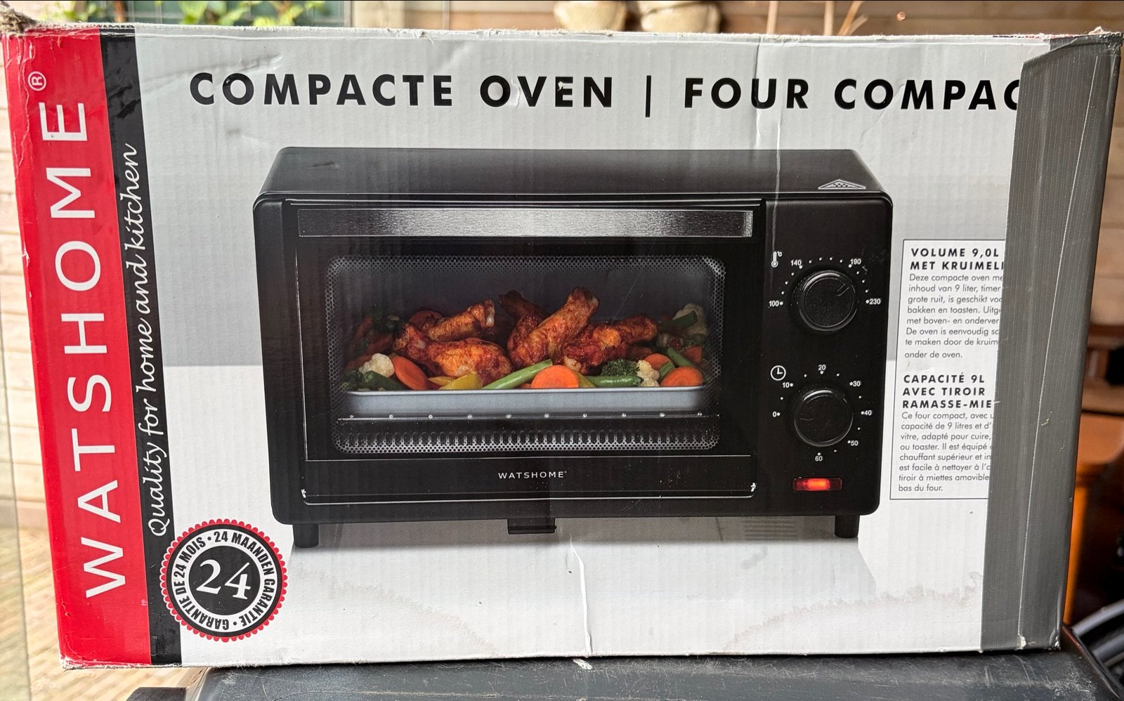 Compacte oven WatsHome 9L met grill en bakplaat, Minder dan 45 cm, Overige merken, Ophalen of Verzenden, Zo goed als nieuw