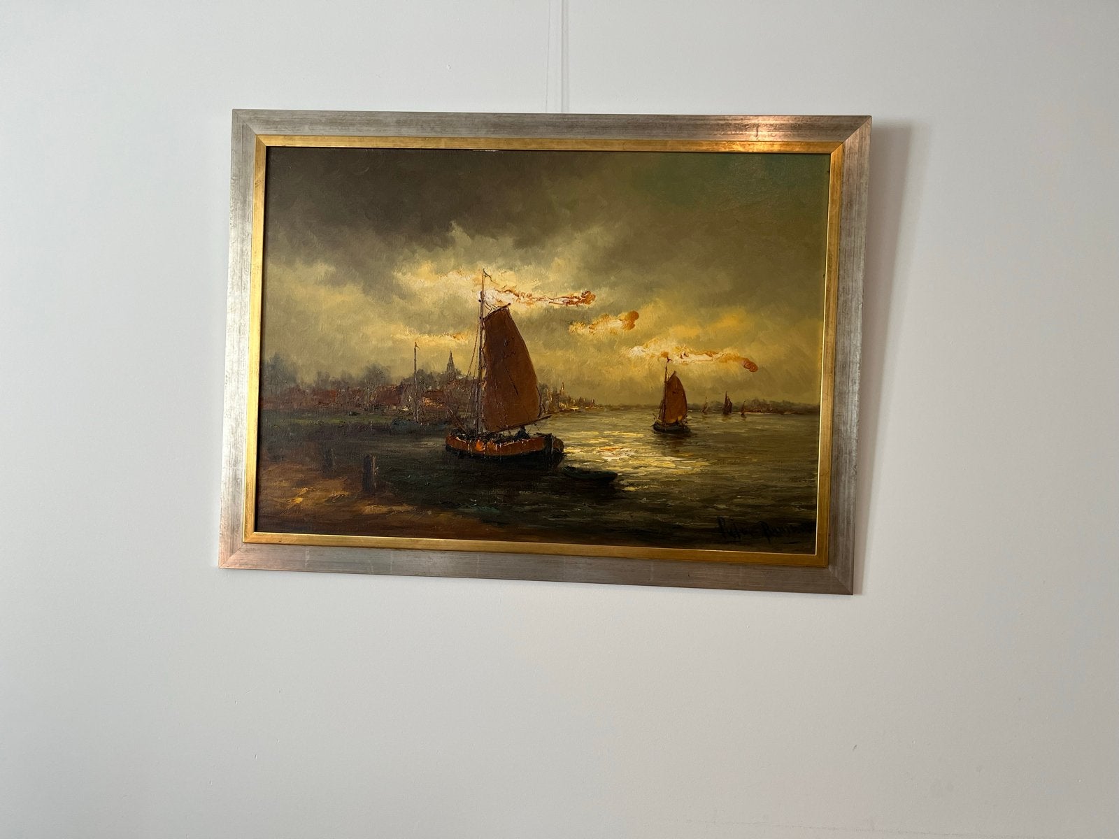 Kunstschilder Peter Brouwer 1935 - 2010  113x83 Zeilschepen, Maritiem / water, Doek, Realistisch, Ophalen of Verzenden