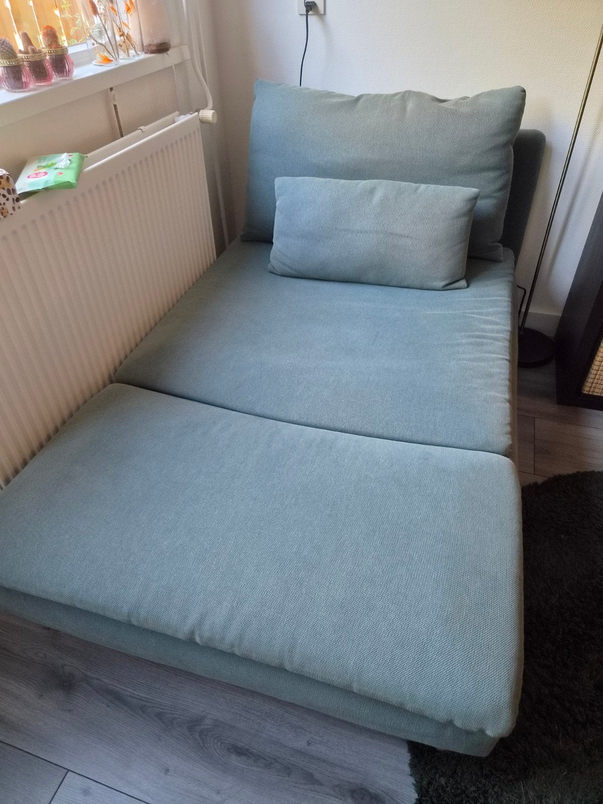 groen bankje, Ophalen, Tweepersoons, 75 tot 100 cm, Zo goed als nieuw