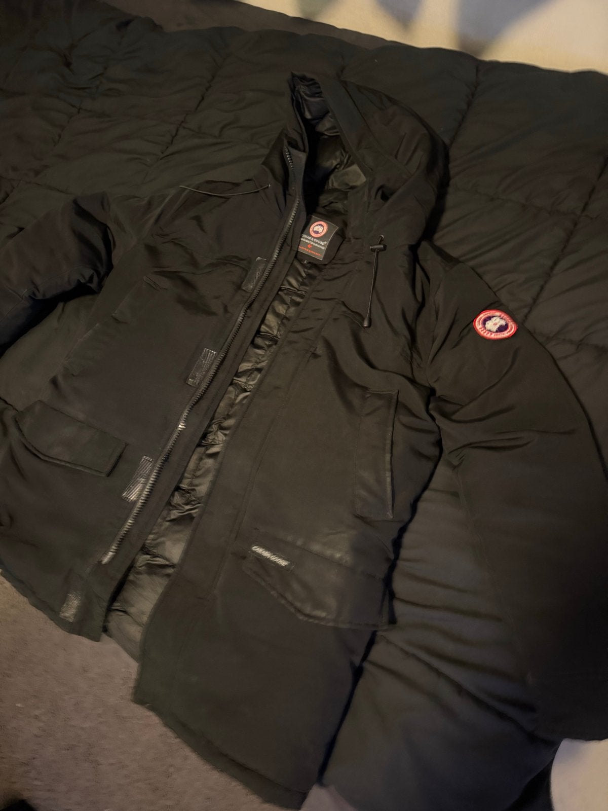 Canada Goose Expedition Parka Zwart met Bontkraag, Ophalen of Verzenden, Zo goed als nieuw, Maat 52/54 (L), Zwart