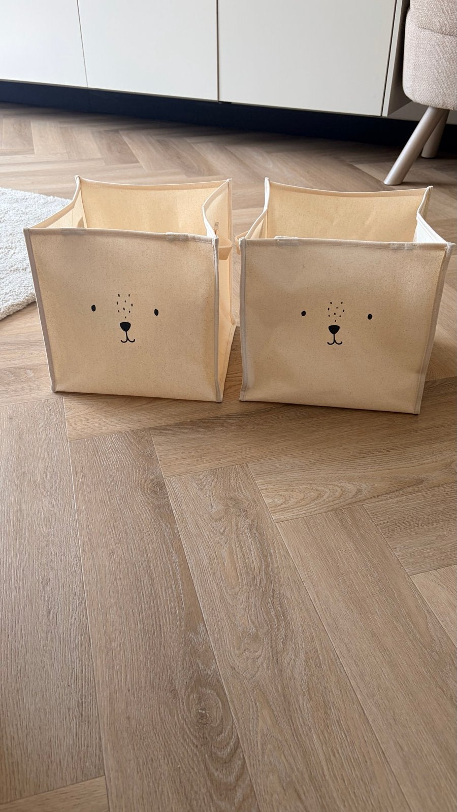 2x Opbergmandjes voor babykamer met berenprint, Ophalen of Verzenden, Zo goed als nieuw