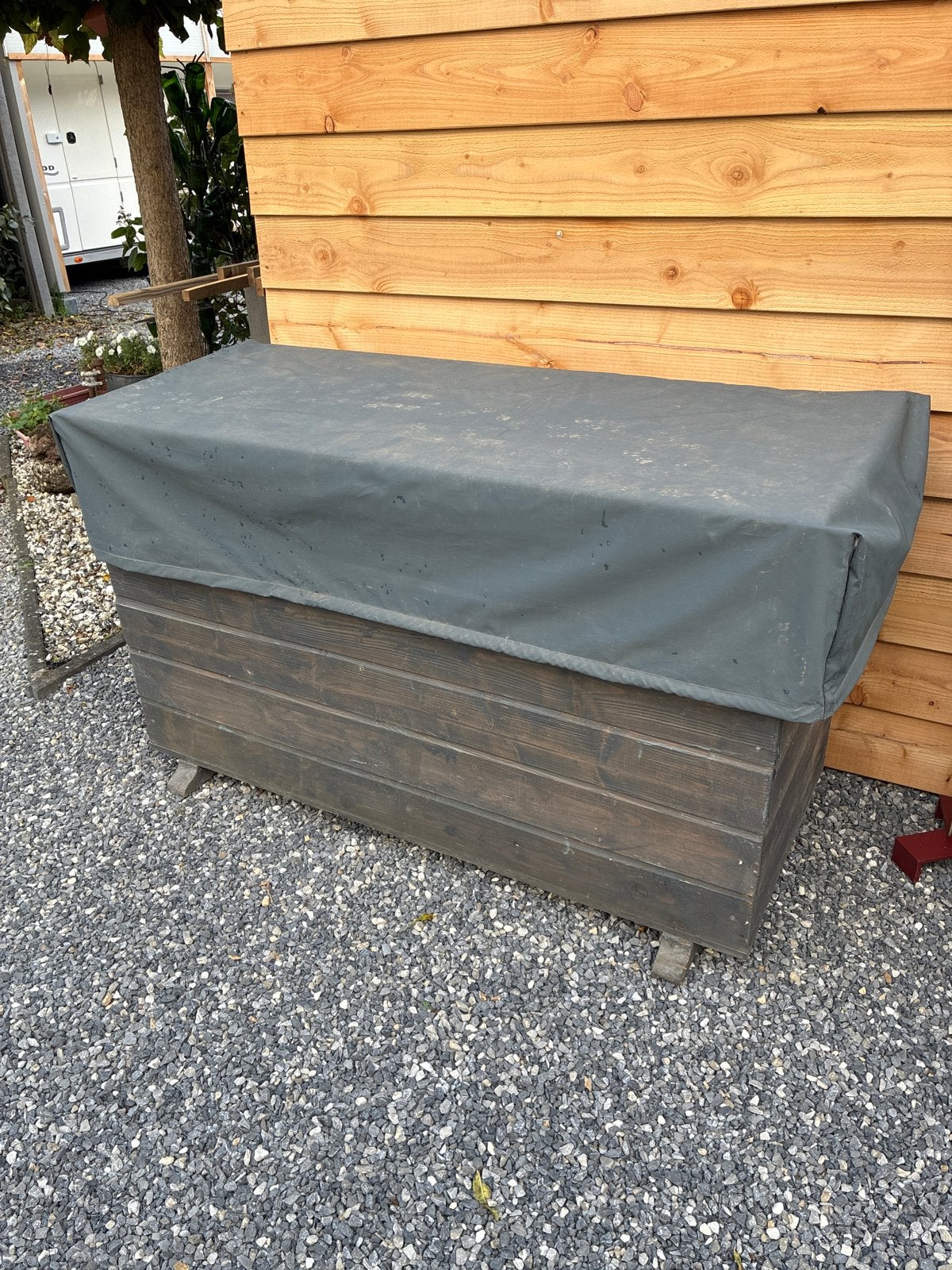 Mooie geïmpregneerde houten tuinkist 60x150x85 cm, Tuin en Terras, Gebruikt, Ee, Overige typen, Ophalen