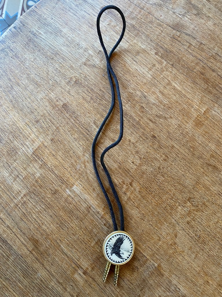 Cowboy bolo stropdas 43cm met adelaarspatroon ZG staat, Kleding | Heren, Stropdassen, Verzenden, Wit, Western, Met patroon