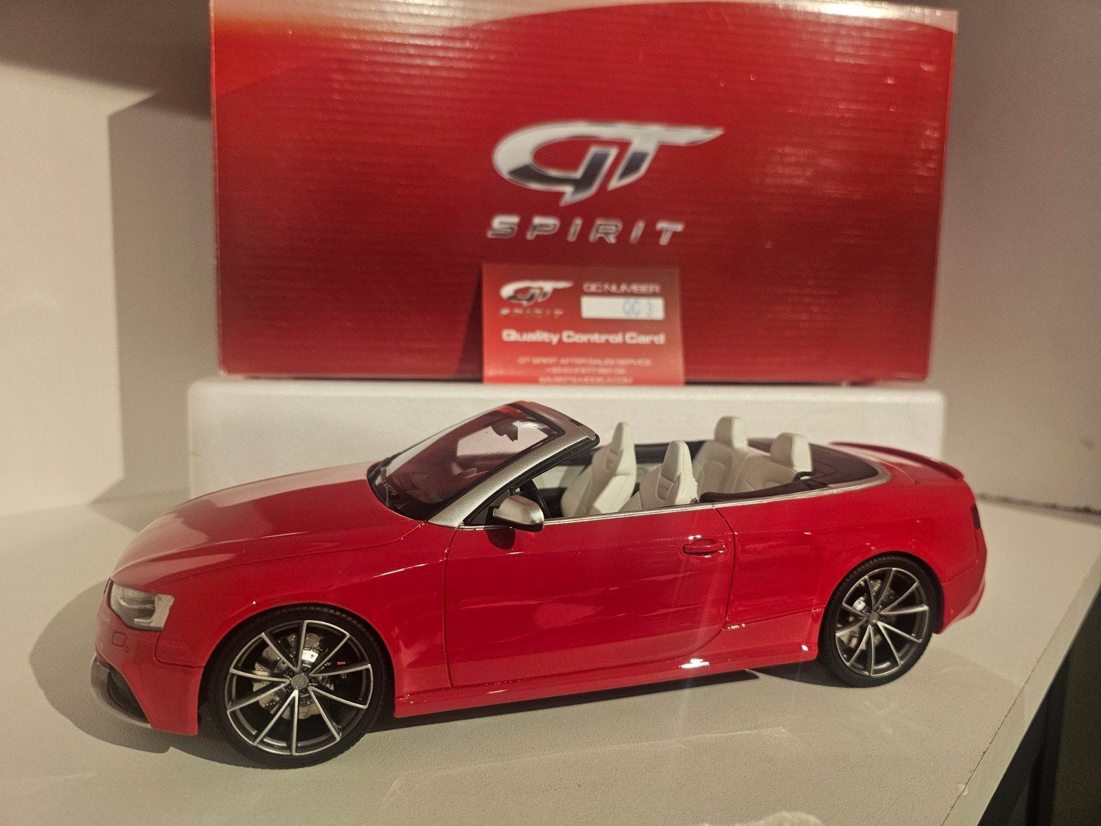 GT SPIRIT GT274 Audi RS5 Cabrio Rood, Ophalen of Verzenden, Zo goed als nieuw, Auto