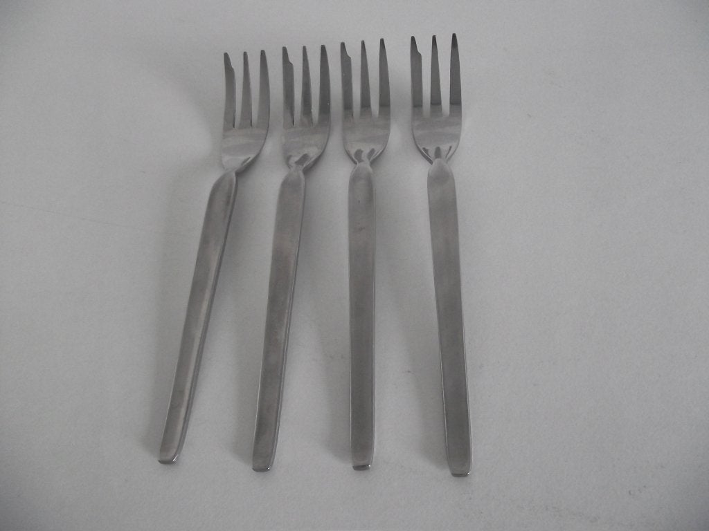 4 stuks RVS taartvorkje 12 cm Carré France 1960-1970 p st, Antiek en Kunst, Ophalen of Verzenden