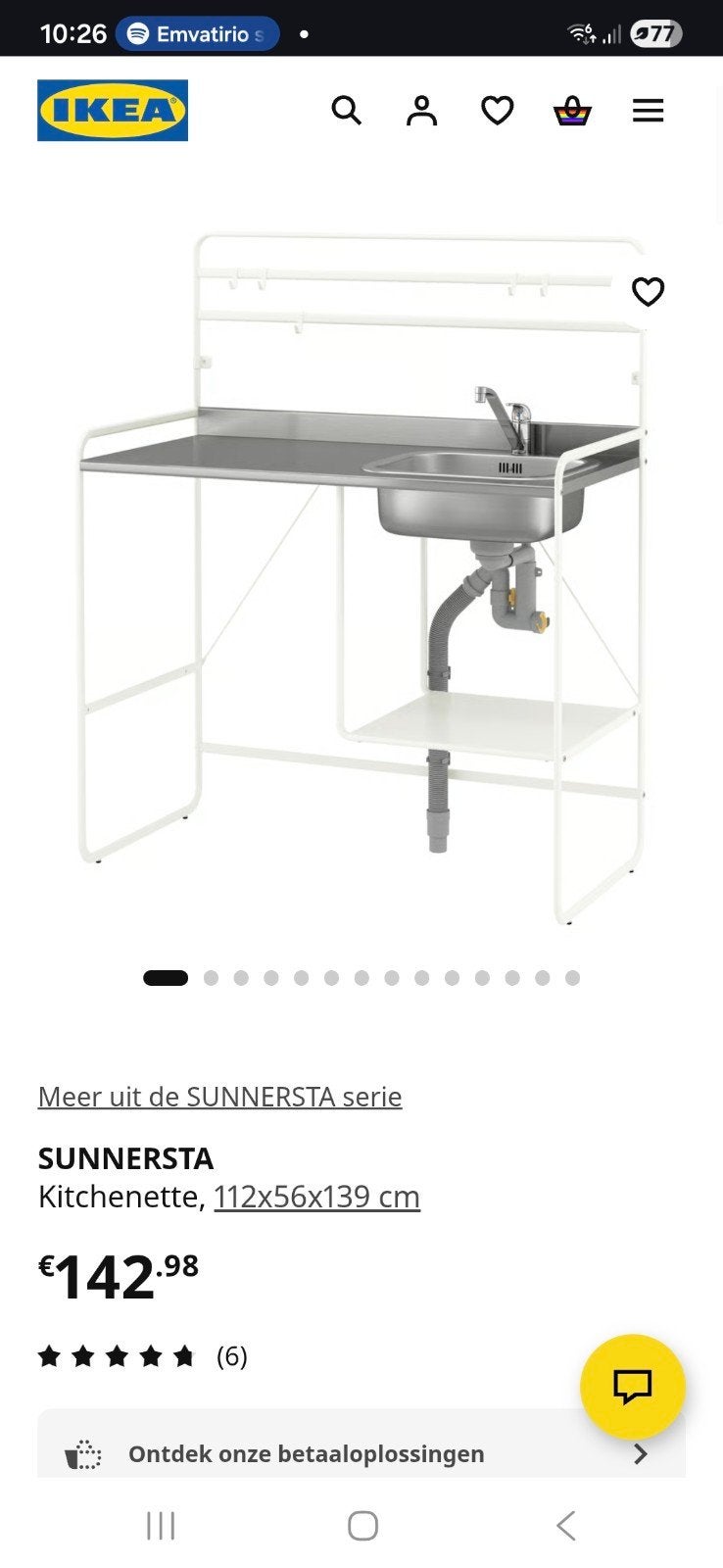 Tijdelijke keuken met 2 koelkasten en SUNNERSTA, Ophalen, Gebruikt, Wit, Overige typen