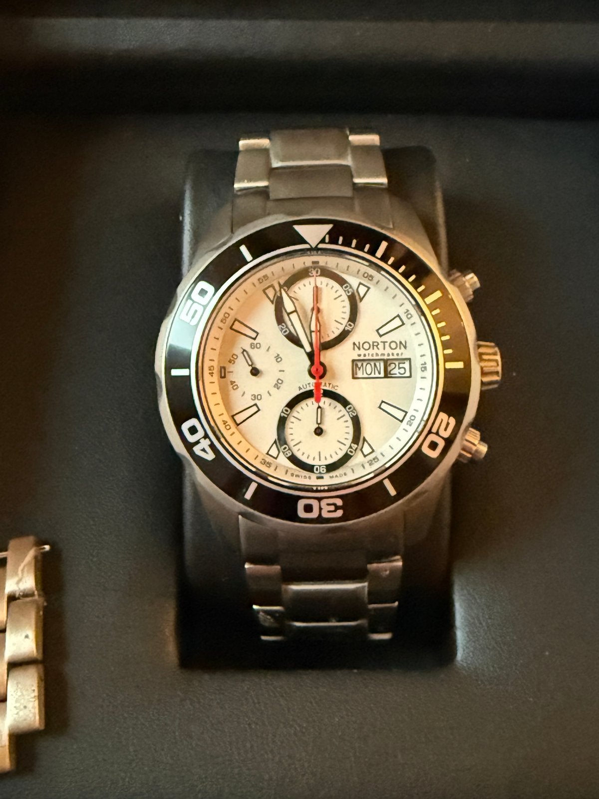 Norton Valjoux 7750 automatic chronograph watch horloge, Overige merken, Staal, Staal, Polshorloge