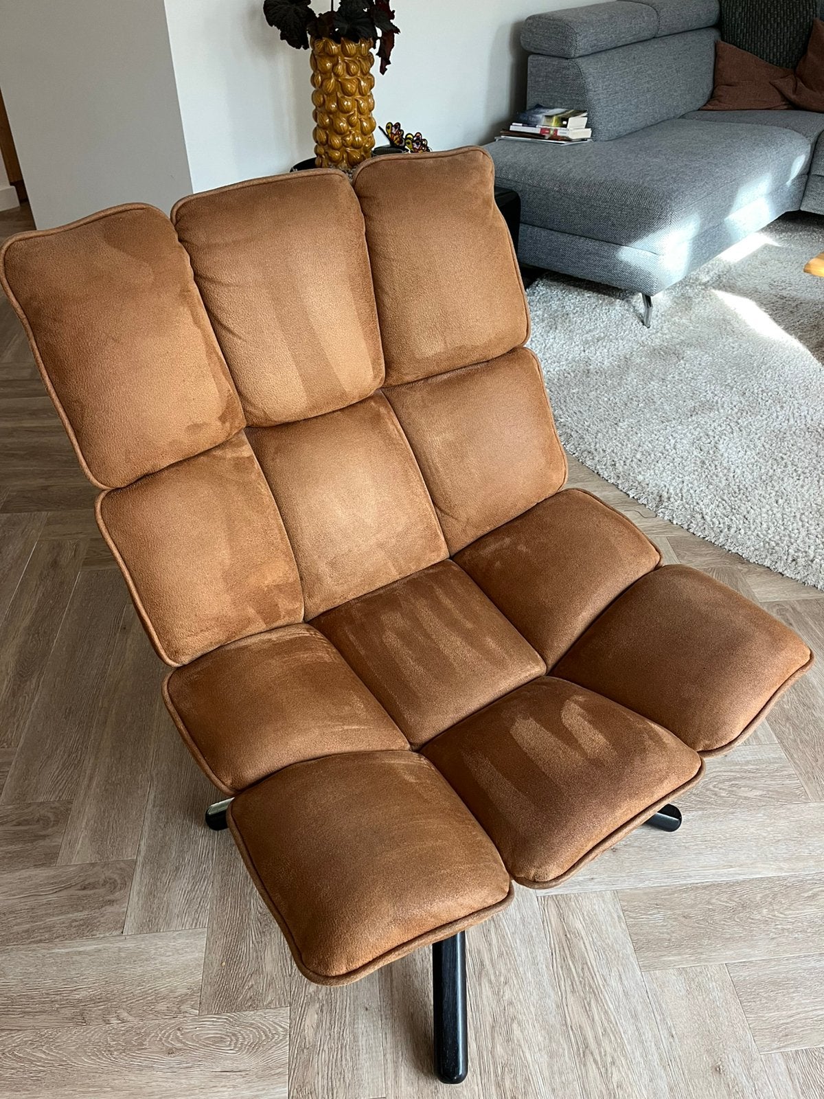 Fauteuil draaibaar microvezel stof, Ophalen, Bruin, Zo goed als nieuw, Eén