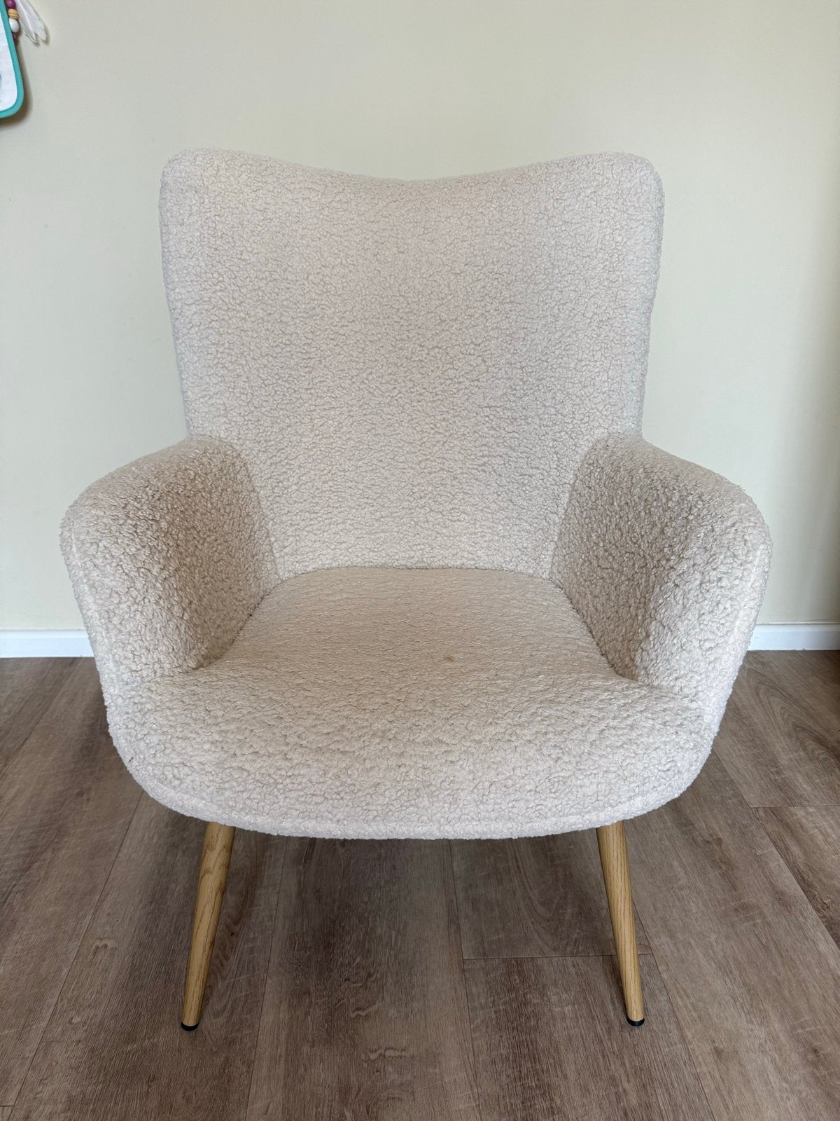 Comfortabele Teddy Fauteuil - Crème Wit, Ophalen, 75 tot 100 cm, Zo goed als nieuw, Stof