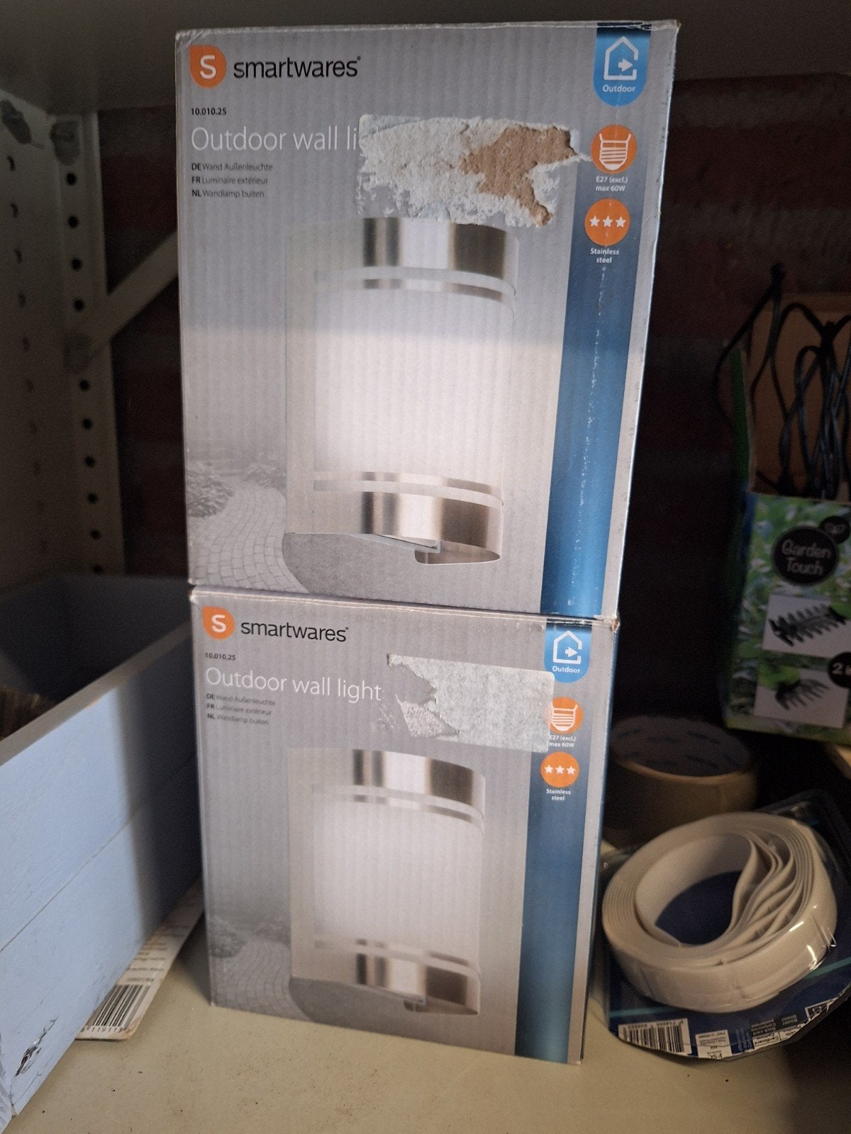 4x Smartwares Outdoor Wandlamp RVS E27 IP44 Buitenlamp #NEW#, Ophalen, Minder dan 50 watt, Wandlamp, Nieuw