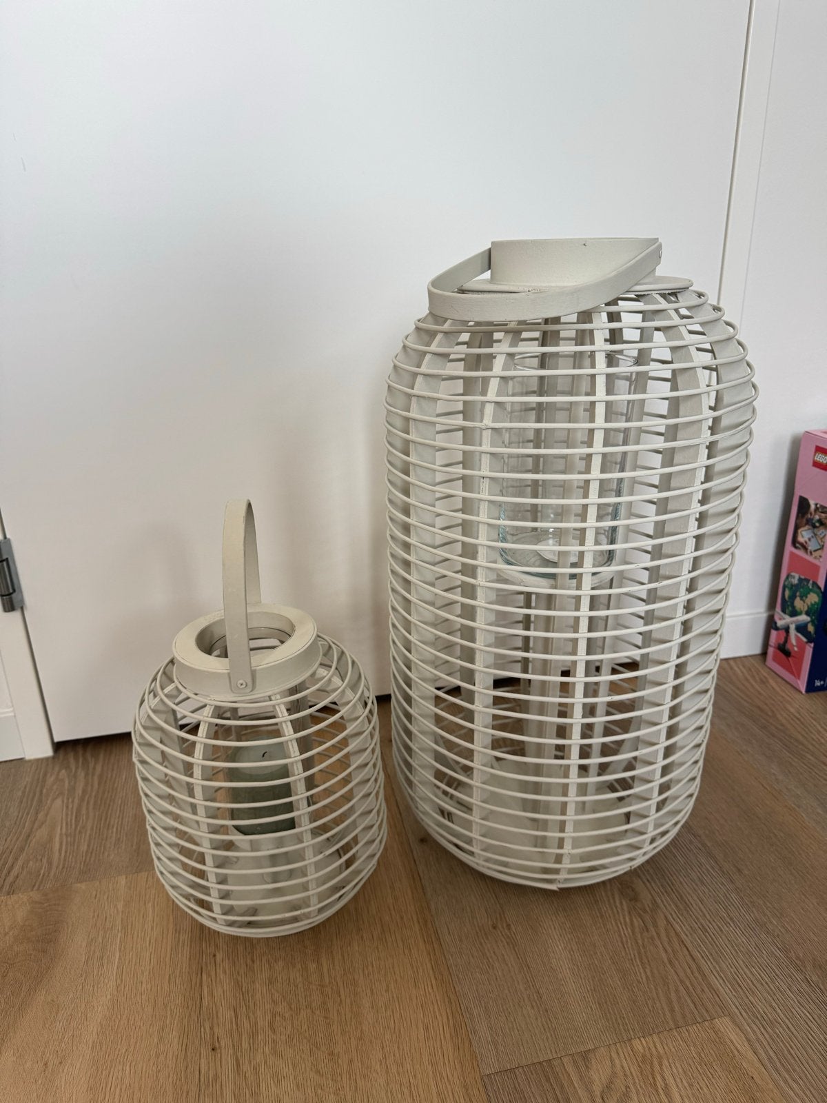 Set van 2 windlichten (35cm & 65cm) - Zo goed als nieuw, Ophalen, Overige materialen, Windlicht, Zo goed als nieuw