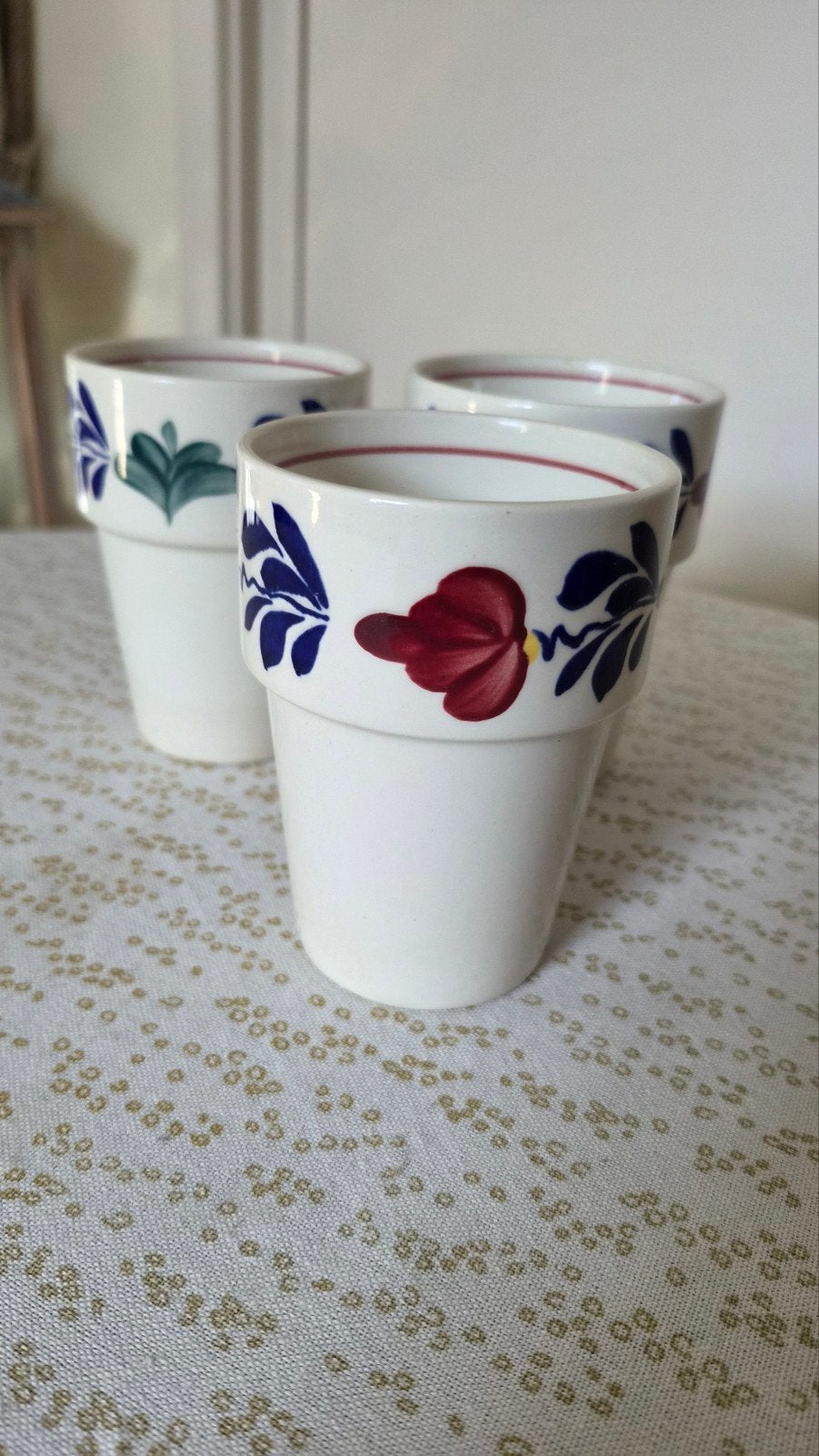 3 Boerenbont melkbekers - Boch Frères, Antiek en Kunst, Ophalen of Verzenden