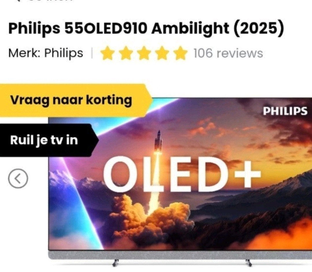 Te koop oled 55OLED910 van Philips  met Ambilight 4zijdig!!