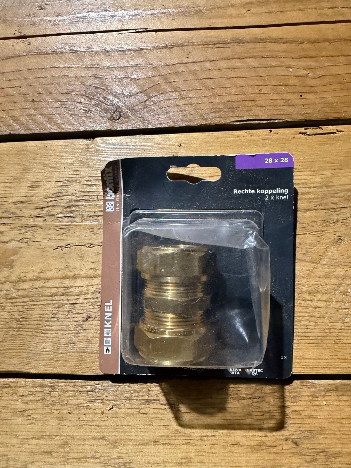 Bonfix rechte knelkoppeling 28x28mm messing (2 stuks), Overige materialen, Overige typen, Nieuw, 20 tot 40 mm