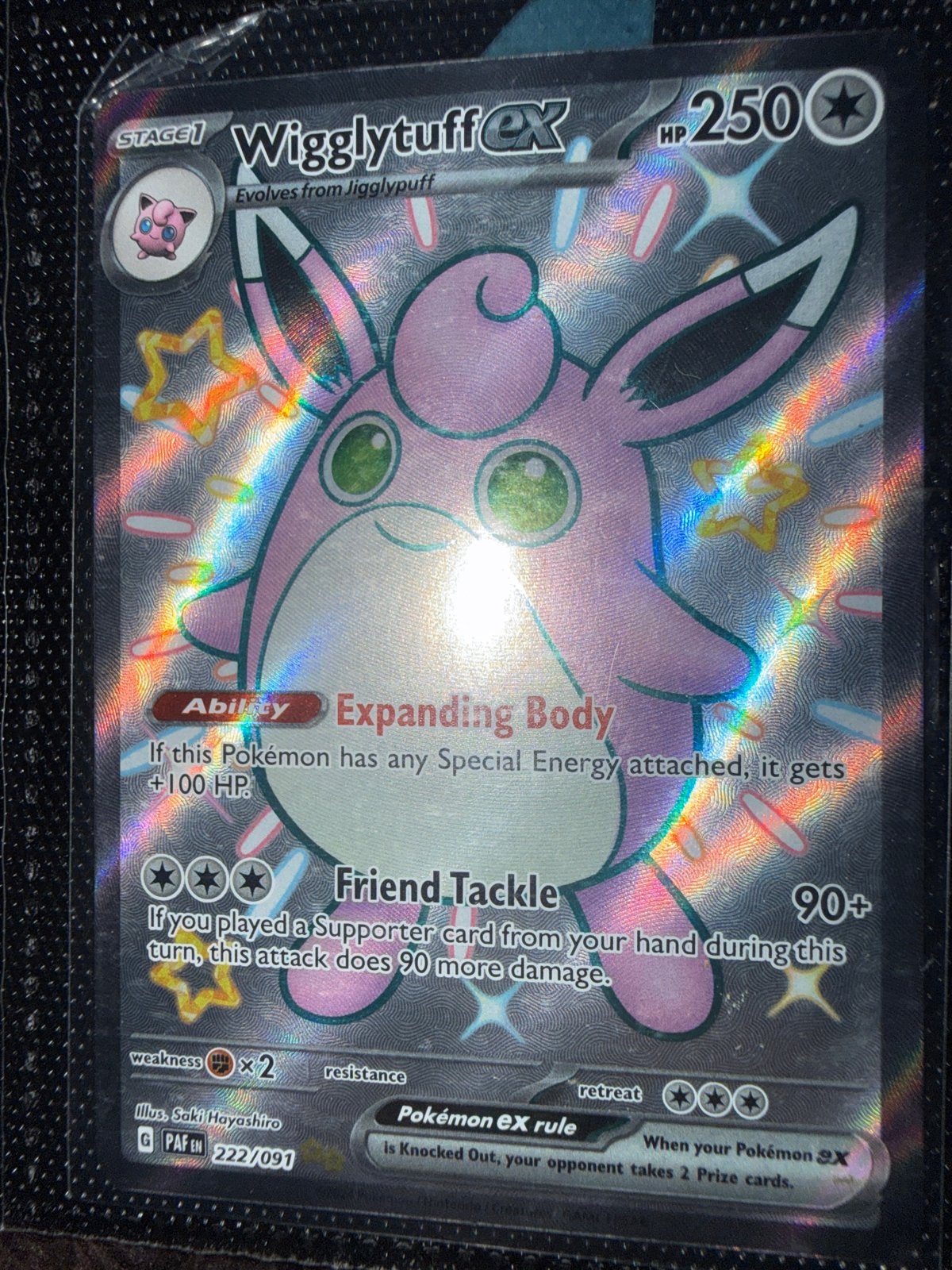Wigglytuff ex Pokémon kaart 222/091 - Foil, Ophalen of Verzenden, Zo goed als nieuw, Losse kaart, Foil