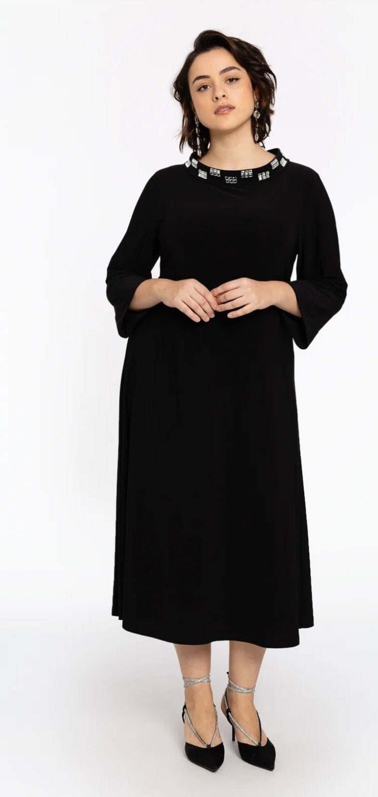 Nieuw zwarte yoek jurk maat 50/52 maat xl, Kleding | Dames, Grote Maten, Yoek, Nieuw, Ophalen of Verzenden, Jurk