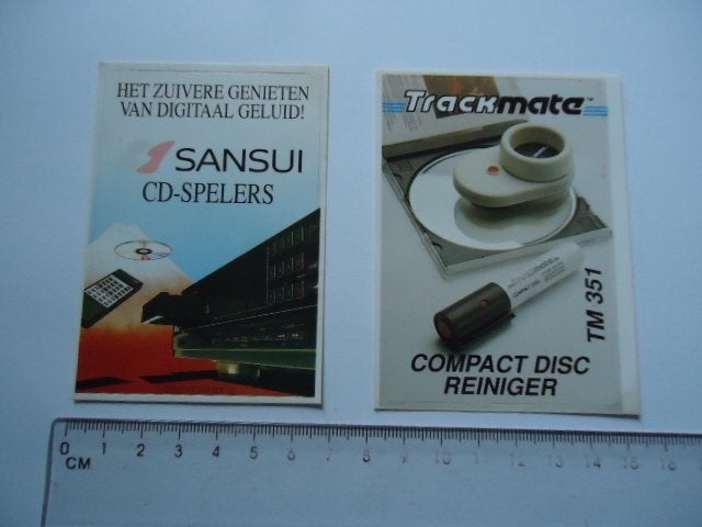 sticker oud CD Compact disc Sansui retro trackmate audio, Verzenden, Zo goed als nieuw, Bedrijf of Vereniging