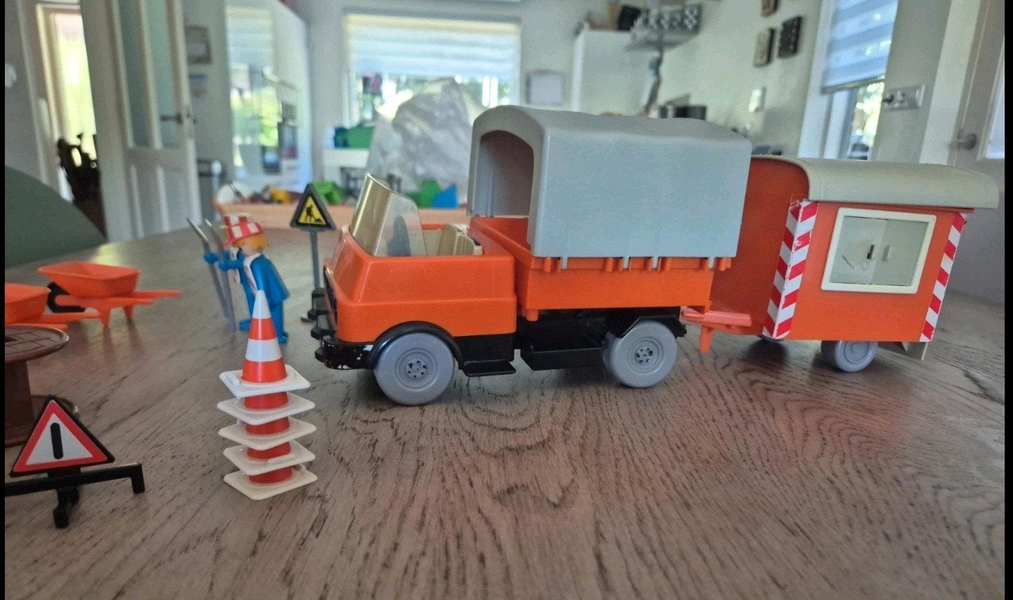 Vintage Playmobil Bouwplaats Vrachtwagen met Aanhanger, Ophalen of Verzenden, Gebruikt