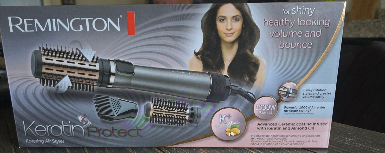 Remington Keratin Protect Roterende Föhnborstel 1000W, Ophalen of Verzenden, Nieuw, Haarverzorging