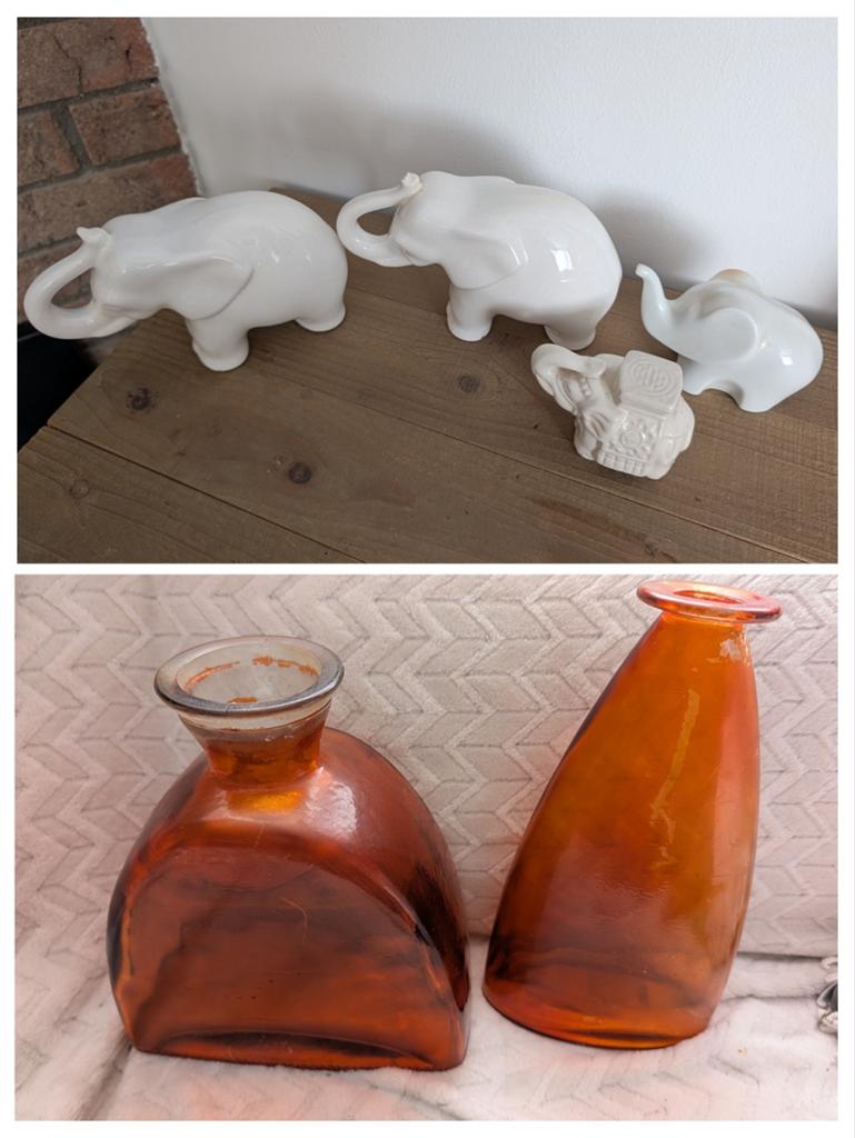 Decoratieve vazen en olifanten beeldjes, Huis en Inrichting, Woonaccessoires | Vazen, Ophalen, Gebruikt, Wit, Aardewerk of Porselein
