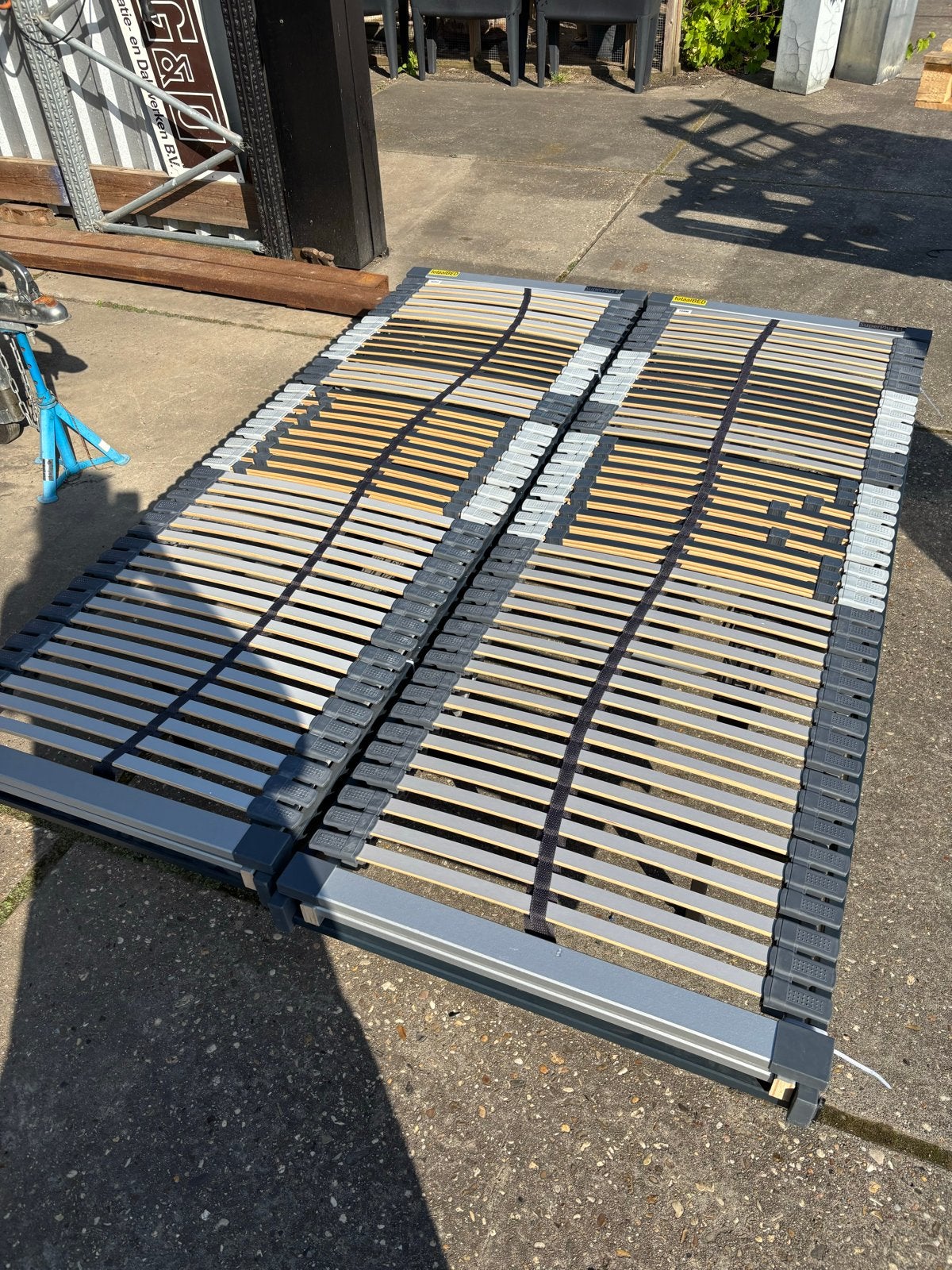 Verstelbare lattenbodem 70x200 cm met afstandsbediening, Ophalen, 200 cm, Grijs, Hout