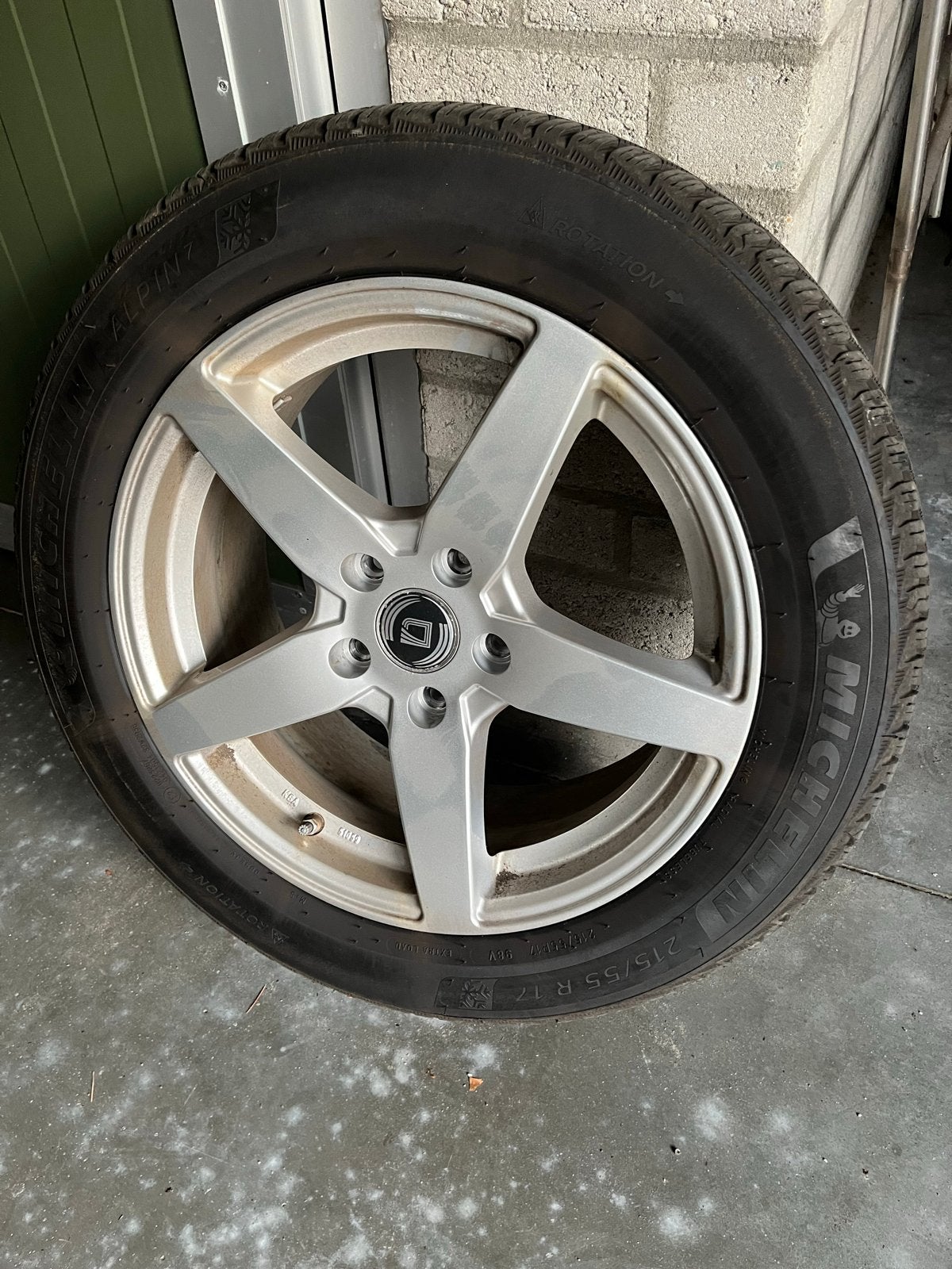 4 Michelin Alpin 7 winterbanden met velgen 215/55 R17, Ophalen, Banden en Velgen, 17 inch, Winterbanden
