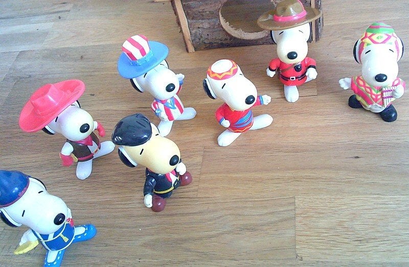 7 x snoopy De McDonald's Snoopy World Tour 2 uit 1999, Ophalen of Verzenden, Snoopy, Gebruikt, Beeldje of Figuurtje