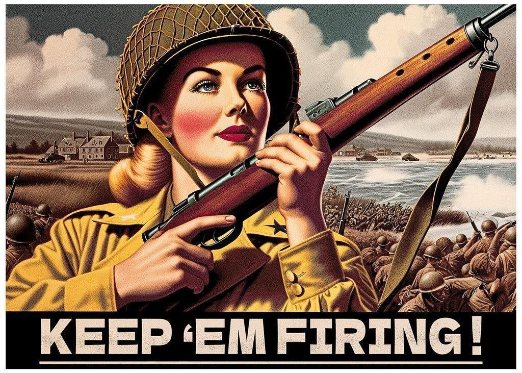 USA Propaganda WW2 Pin up Leger Poster Affiche, Verzenden, Nederland, Foto of Poster